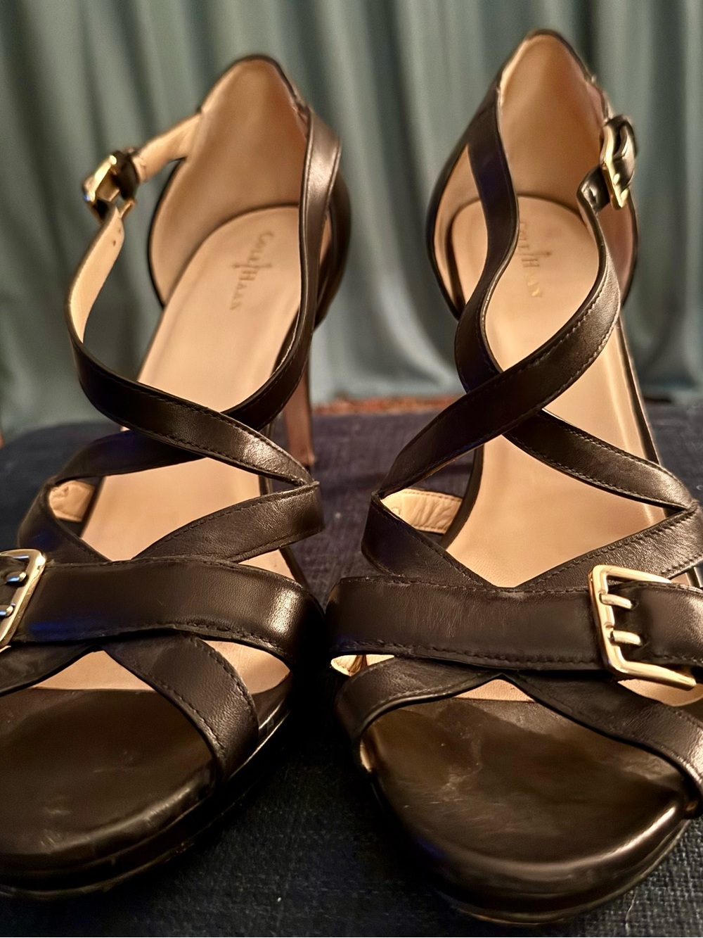 Cole Haan Nike Air Technology Black Strappy 4” Heel Sandals - Picture 3 of 5